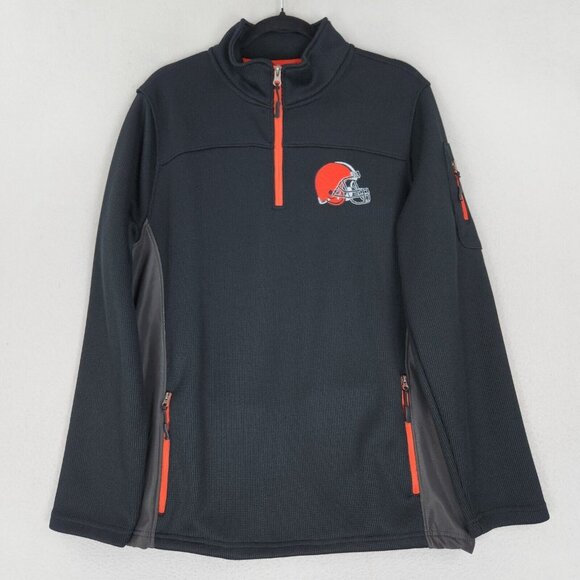 Cleveland Browns Sweater Mens Medium Black Half Zip NFL Team Apparel Football - Picture 1 of 13